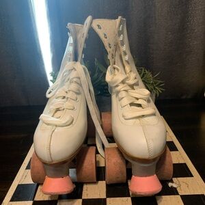 Source Unknown White and Pink Roller Skates